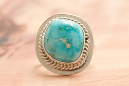 Native American Jewelry Genuine Battle Mountain Turquoise  Ring